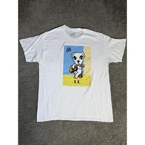 Animal Crossing Shirt Mens L White K.K. Slider Graphic Crew Neck Tagless Cotton